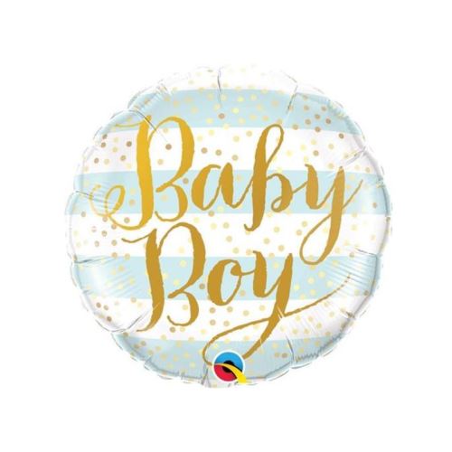 ballon aluminium baby boy rayé bleu 45cm - 88001