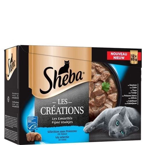 Comparer les prix de SHEBA Lot de 4 Sachets fraicheur en sauce selection aux poissons - Pour chat - 12 x 85 g