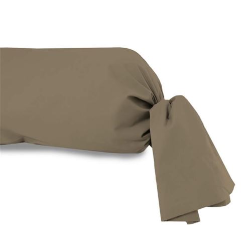Taie de traversin taupe 100% coton 140 cm