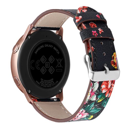 Bracelet en cuir haute qualité confortable Remplacement pour Samsung Galaxy Watch Active / Active2 40mm - Noir&Rouge Fleur