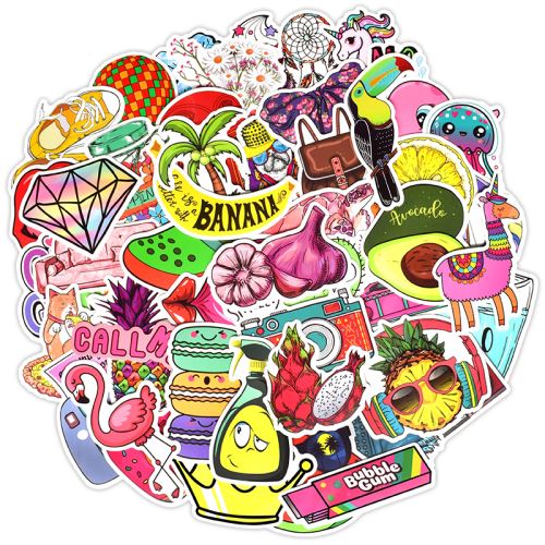 50 pieces Stickers pour décoration des bagages/des chambres - Élément mignon
