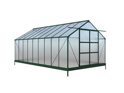 Serre de Jardin en polycarbonate de 16,8 m² avec embase - Vert - IXORA