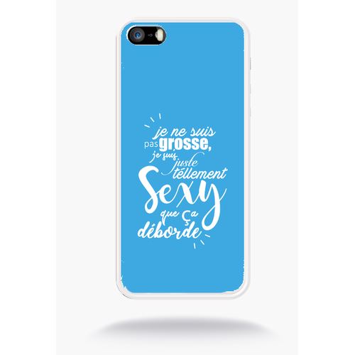 Coque Je Ne Suis Pas Grosse Fond Bleu Compatible Apple Iphone 5 Silicone Blanc Mat
