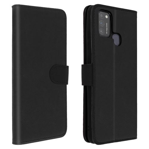 Avizar Étui pour Samsung Galaxy M21 / M31 / M30s Folio Intégrale Porte-carte Fonction Support Noir