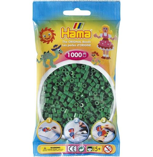 Sachet de 1000 perles a repasser hama midi vert - loisirs creatifs - 207-10