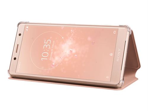 Sony Style Cover Stand SCSH50 - Protection à rabat pour téléphone portable - polycarbonate, polyuréthane - rose - pour XPERIA XZ2 Compact