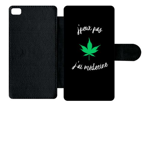 Etui À Rabat Huawei P8 J Peux Pas J Ai Mdecine Feuille De Chanvre