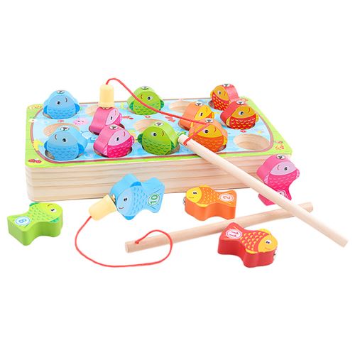 Pêche Magnétique Poisson En Bois Jouets 10Pcs Poisson: Jeu Éducatif Pêche Jouet BT1107
