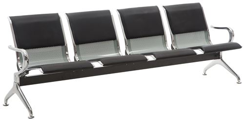 Banc zone d'attente Airport , Noir / Argent/4-Sitzer