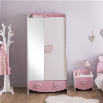 Armoire 2 Portes Mulan Rose Et Blanche Achat Prix Fnac