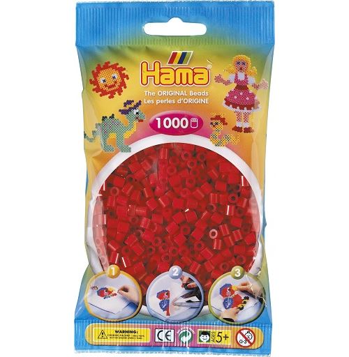 Sachet de 1000 perles a repasser hama midi rouge noel - loisirs creatifs - 207-22
