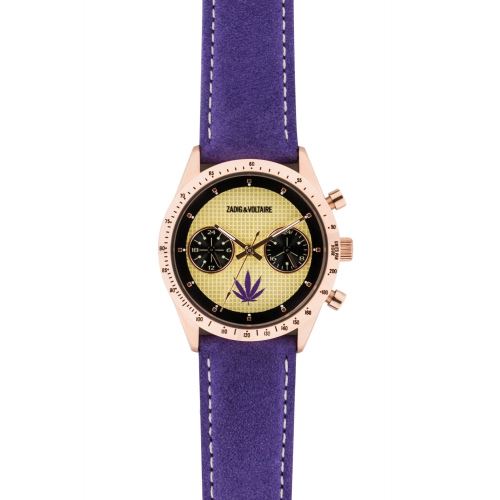 Montre Mixte Zadig & Voltaire Cadran 36mm En Steel Doré Et Bracelet purple En Cuir ZVM110