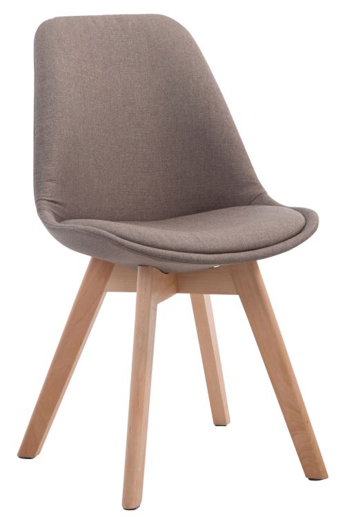 Chaise de Salle à manger Borneo V2 en Tissu - Style scandinave - Chaise Visiteur avec Piètement en Bois de Chêne Nature - Couleur Taupe