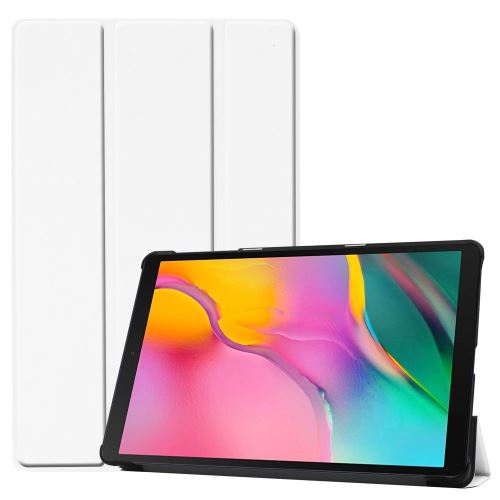 Générique Blanc Etui En Pu Réveil/Sommeil Automatique Triple Veille En Position Tridimensionnelle Pour Votre Samsung Galaxy Tab A 10.1 2019 Sm-T510/Sm-T515 - Image 1