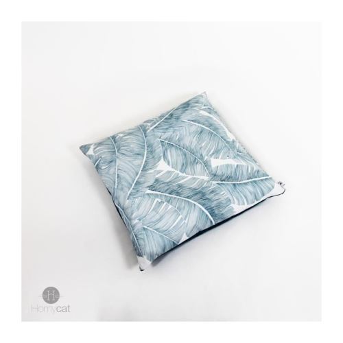 HOMYCAT Coussin XL motif plume - L55 x l55 x H10 cm - Emeraude - Pour chat