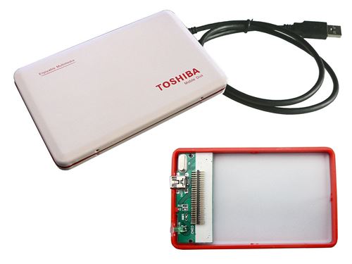 Boitier Aluminium Blanc Pour Disque Dur IDE 1.8 - TOSHIBA Liaison USB 2.0 - Avec Accessoires Liaison USB 2.0 - Avec Accessoires