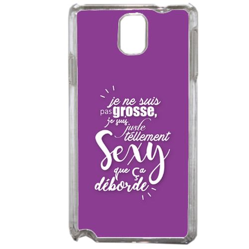 Coque Je Ne Suis Pas Grosse Fond Mauve Compatible Samsung Galaxy Note3 Transparent