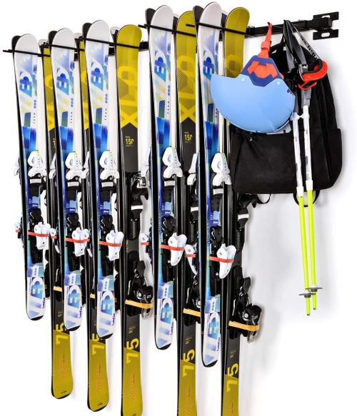Support de Ski Mural pour Garage, Porte Ski Support de Rangement pour Ski, Montage jusqu'à 10 Paires (2PCS)
