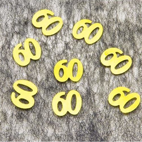 Lot de 10 sachets de Confettis de table chiffre 60 coloris Or - 10 grs