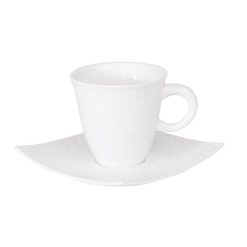 Tasse à café et sous-tasse dune 10 cl (lot de 6) - Table Passion - Blanc - Porcelaine