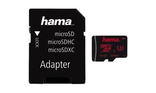 Hama - Carte mémoire flash (adaptateur microSDXC vers SD inclus(e)) - 64 Go - UHS Class 3 - microSDXC UHS-I