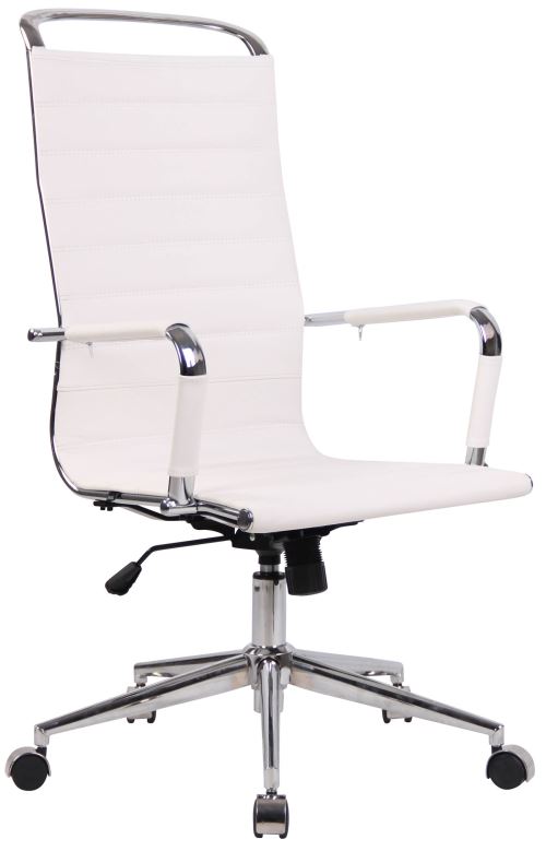 Chaise de Bureau Design Barnes en véritable Cuir avec Accoudoirs - Hauteur réglable Pivotant - Couleur Blanc