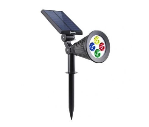 Lumisky spot solaire exterieur etanche - 4 leds colorees - 200 lm - tete pivotante a 90?c