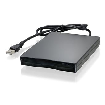 CSL - Lecteur de disquette USB externe FDD 1,44 Mo (3,5) PC & MAC Slimline  Floppy Disk Drive externe portable Plug-and-Play noir compatible Windows 10