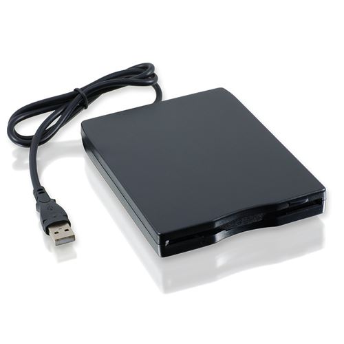 CSL Lecteur de Disquette Externe USB, FDD 1,44 MB 3,5 Pouces 8,89cm,  Plug-and-Play PC et Mac, Slimline Floppy Disk Drive Externe Portable,  Compatible