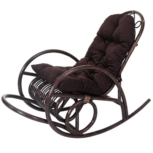 Fauteuil à bascule MENDLER HWC-C40 marron coussin marron