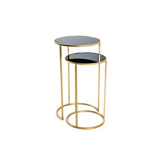Tables d'appoint MANY en acier et verre trempé lot de 2 - 1