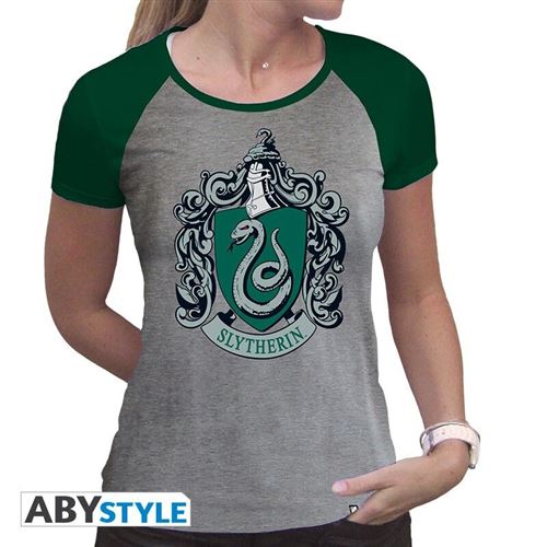 T-shirt - Harry Potter - Serpentard Femme Gris et Vert Oremium - Taille M