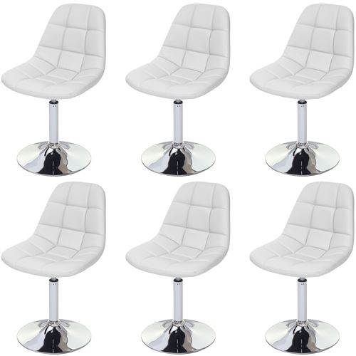 Générique Blanc 6X Chaise De Salle À Manger Cascina, Fauteuil Pitovante, Chrome Similicuir - Image 1