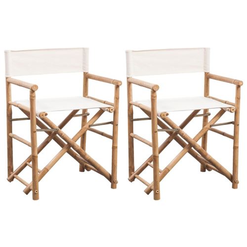 Vidaxl Chaises Pliables De Jardin - Bambou Et Toile - Image 3