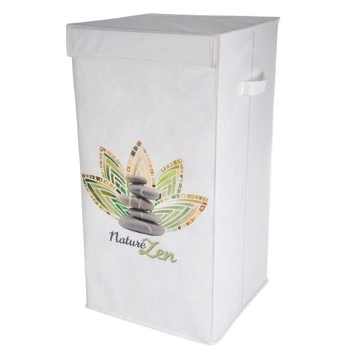 Paris Prix - Panier à Linge Imprimé zen Forest 54l Blanc