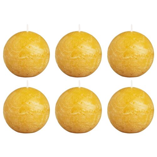 Bolsius Bougies boule rustiques 6 pcs 80 mm Jaune ocre