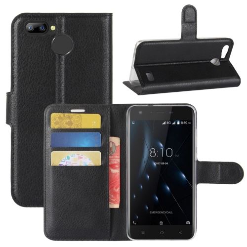 Blackview A7 Pro Housse Etui Cuir PU Noir Texture Litchi ALS46676