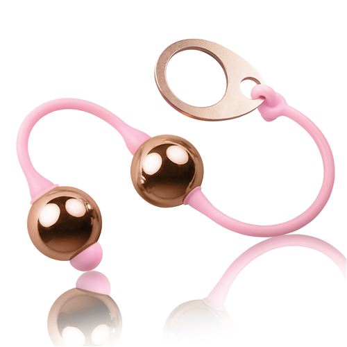 ROCKS-OFF Golden Balls - Boules de Geisha en Acier Inoxydable & Silicone Hypoallergénique, Stimulateur de Muscles Pelvien, Rose