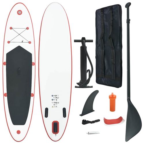 vidaXL Stand up paddle board opblaasbaar met accessoires rood en wit