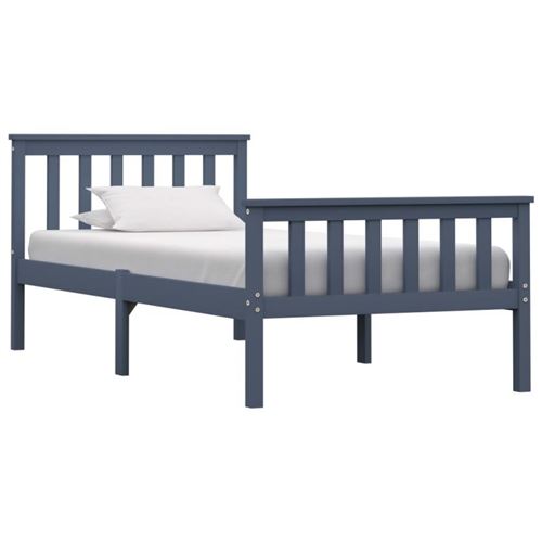 vidaXL Cadre de lit Gris Bois de pin massif 100 x 200 cm