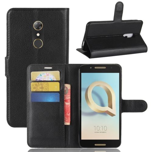 Alcatel A7 Housse Etui Cuir PU Texture Litchi Noir ALS49908