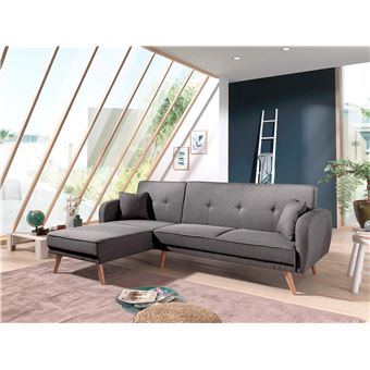 Folke Canapé Dangle Réversible Scandinave Convertible En Tissu 239x85x158cm Couleur Gris Foncé
