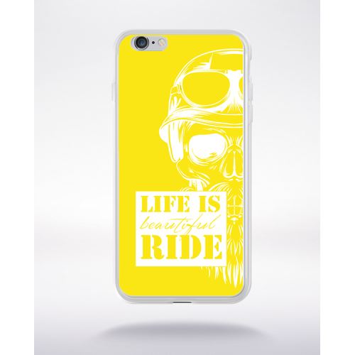 Coque Life Is Beautiful Ride Fond Jaune Compatible Iphone 6 Transparent