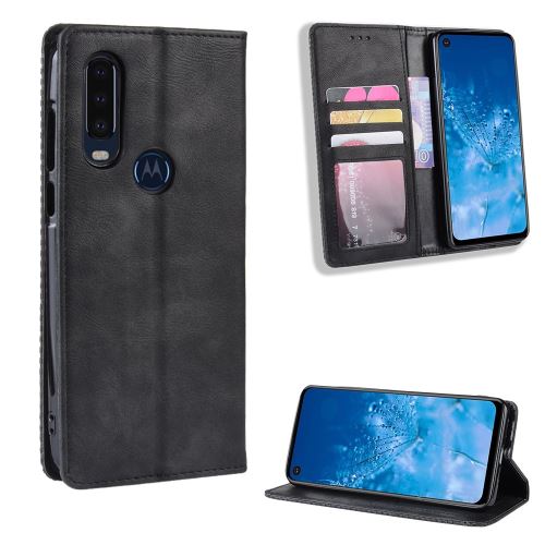 Etui en PU style vintage noir pour votre Motorola P40 Power