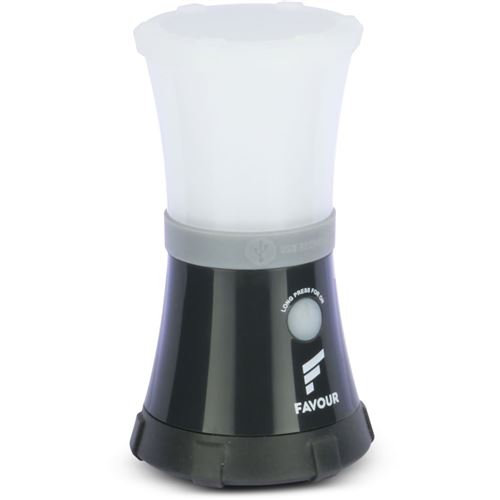 FAVOUR Lanterne de camping ADVENTURER Noir et blanc L0717