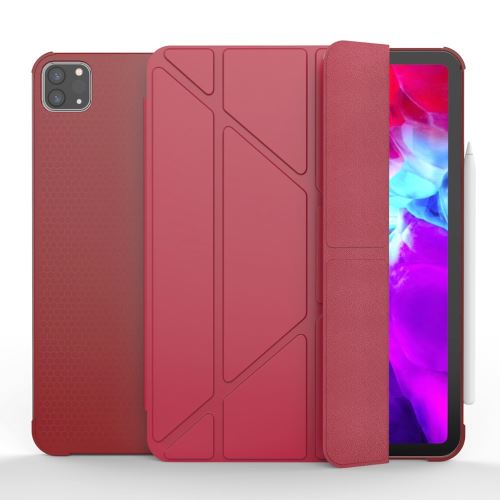 Etui en PU + TPU triple avec support et porte-stylo rouge pour votre Apple iPad Pro 11 pouces (2020)