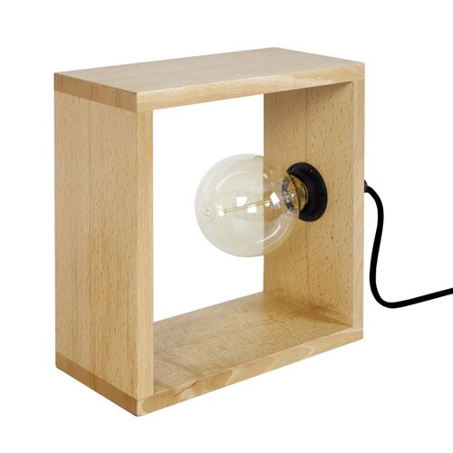 Vesoul lampe bois hetre massif - 25x12x25cm - naturel tosel 64957