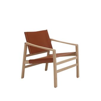 Fauteuil LUK cuir cognac structure chêne massif Achat Fauteuil LUK cuir cognac structure chêne massif Achat