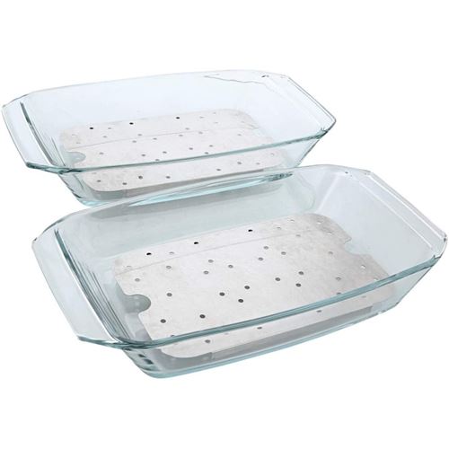 Plat en verre pour four vapeur aeg - kit composé de 2 récipients en verre et de 2 grilles en acier chromé. - 9027266