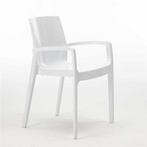 Grand Soleil - Chaise polypropylène empilable avec accoudoirs salle à manger Cream Grand Soleil, Couleur: Blanc
